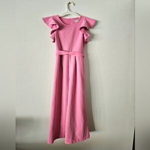 Btween Big Girls Pink Jumpsuit Romper Ruffle with Pockets & Belt Size 10 EUC